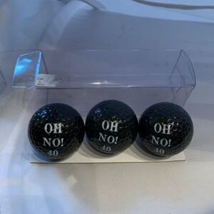 Set of 3 Oh No 40 Black Over The Hill Golf Balls *New*